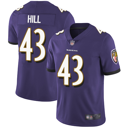 Baltimore Ravens Limited Purple Men Justice Hill Home Jersey NFL Football #43 Vapor Untouchable
